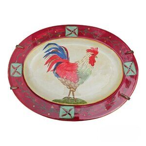 Oneida FAIRWEATHER FRIENDS By Sally Roberts Rooster Hen 18" x 14" OVAL PLATTER
